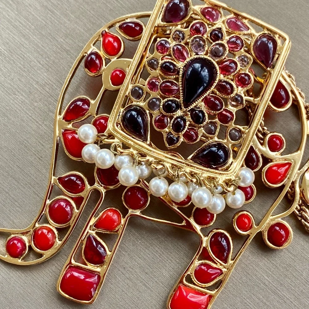 NWT Gripoix Paris- custom made The Jungle Book Big Elephant necklace - Picture 6 of 10